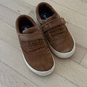 Sperry Kids Tan Brown Leather Velcro Sneakers